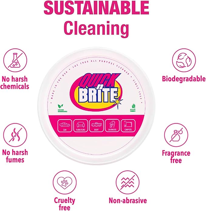 Quick N Brite Eco-Friendly Cleaning Supplies Kit - All Purpose Cleaner with Cleaning Paste & Concentrate - Non-Toxic, Powerful Cleaner Includes Sponge - Versatile Solution for Home & Office