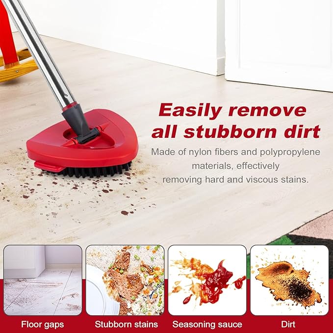 Spin Mop Head Refill for Vileda/Ocedar EasyWring Spin Mop - Rotating Triangle Replacement Pads Washable & Reusable fit All Floor - 4 Microfiber Chenille Cloth 1 Mop Base 1 Handle and 1 Brush