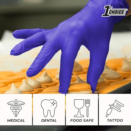1st Choice 3 Mil Indigo Nitrile Exam Gloves Latex Free, Disposable Medical Grade, Food Prep, Tattoo, Small, Case of 1000