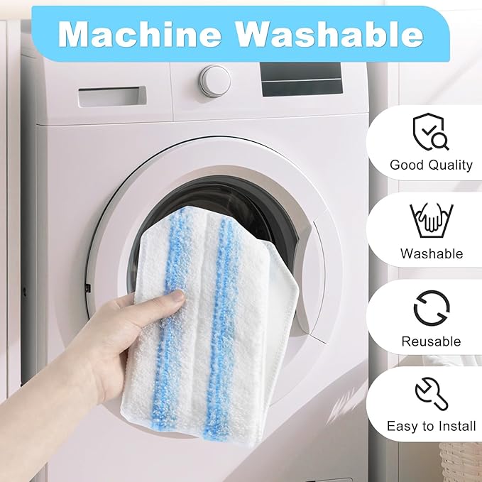 Mop Replacement Pads for OCedar H2prO Flat Mop System, 3 Pack Mop Pads for Ocedar H2prO Flat Mop, Microfiber Mop Heads Replacements for OCedar H2pro, Reusable Mop Refills Safe on Various Floors