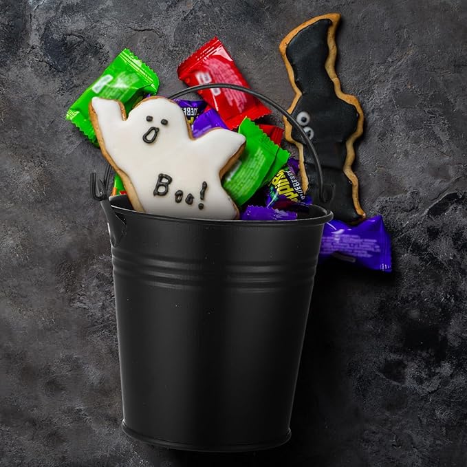 Mini Metal Buckets with Handles Galvanized Buckets 3.15 Inch Mini Container Pails for Metal Tin Plant Holder Pail for Wedding Decoration Party Favor(Black,28 Pcs)