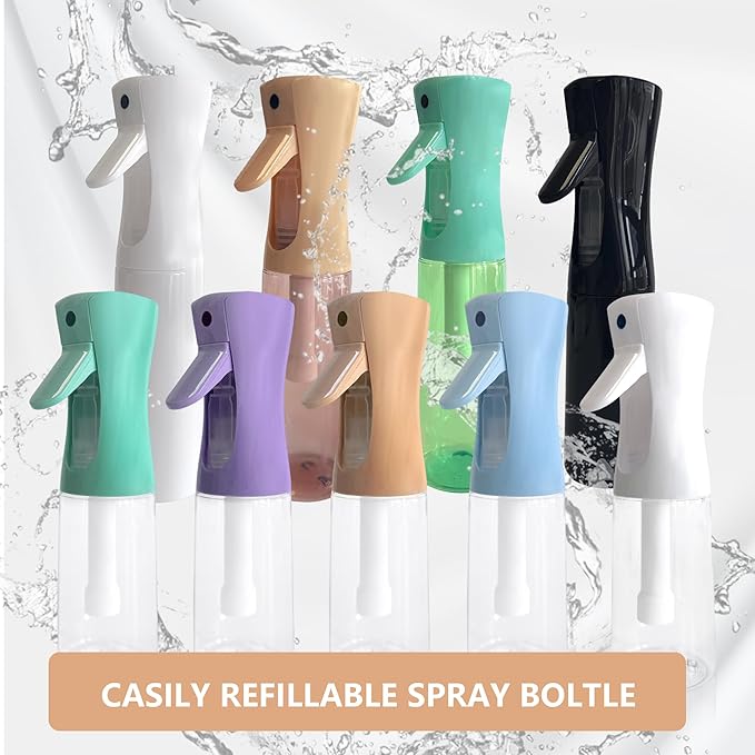 Spray Bottle for Hair Continuous Ultra Fine Mist (200ml) 360° Multi Spray Bottle for Plants, Cleaning, Skin Care Leakproof & Durable 2 Pack