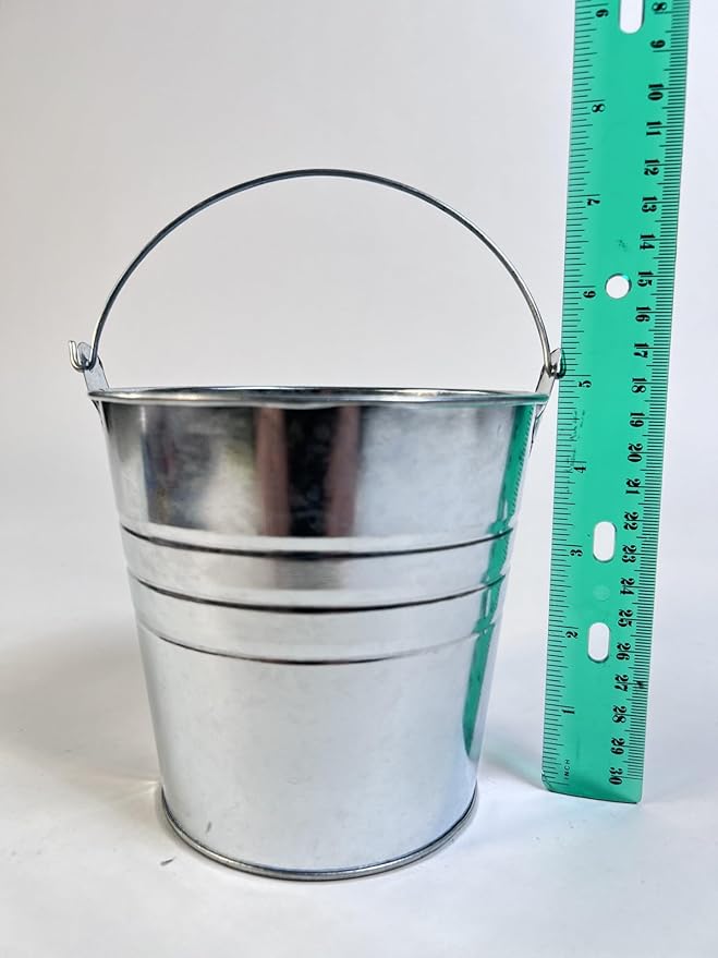 Regent 4 Metal Buckets 5 inch X 5 inch Galvanized Pail with handles for Wedding Decorations,Centerpieces for Party,Garden Planters