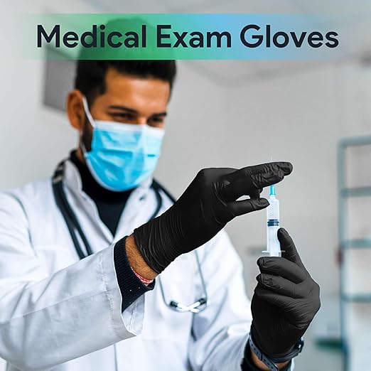 Black Medium Nitrile Gloves Case of 1000 - Medical Grade - Latex-Free, Powder-Free - Disposable Nitrile Gloves - Medical Exam, Lab, and Industrial Use