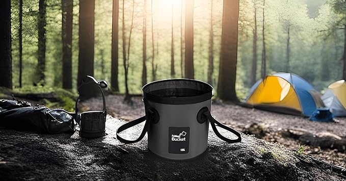 BANCHELLE Collapsible Bucket Water Container Portable Folding Camp Wash Basin for Outdoor Traveling Hiking Fishing Car Washing Gardening Camping (Black, 12L)