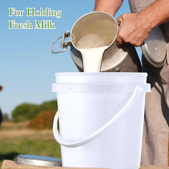 Yaomiao 10 Pcs 1 Gallon Bucket White Plastic Bucket Without Lids Paint Buckets Pails Paint Cans Storage with Handle Bucket Pail Container for Multipurpose Household Crafts Projects(1 Gallon)