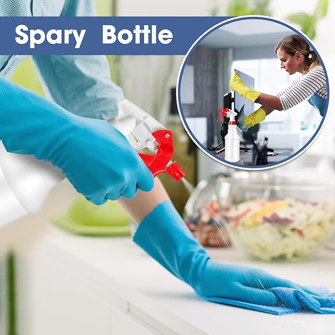 10 Pack Spray Bottles 16 oz Empty Water Spray Bottles for Cleaning Heavy Duty Refillable Squirt ‌Container with Measurements Adjustable Nozzle for Household(Red and White,White Style)