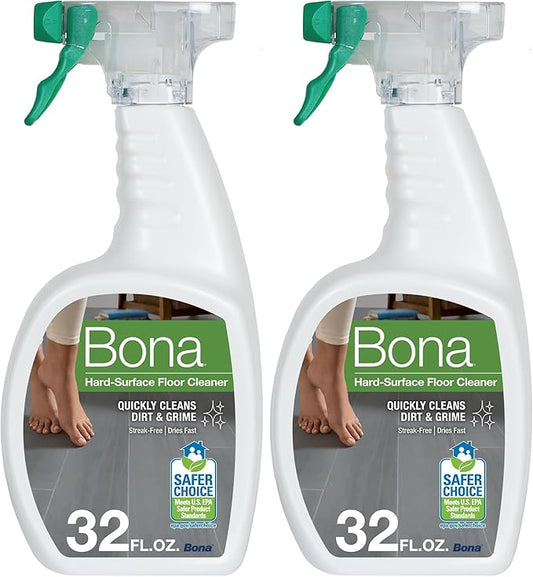 Bona Multi-Surface Floor Cleaner Spray - 32 fl oz - Unscented - Refillable - Residue-Free Floor Cleaning Solution for Stone, Tile, Laminate, and Vinyl Floors (Pack of 2)