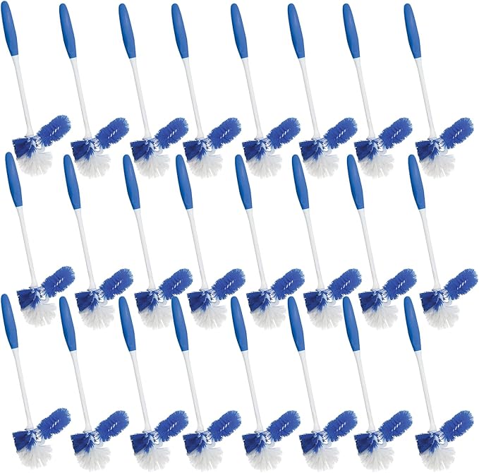 LOLA Classic Toilet Brush w/Under-The-Rim Scrubber, 24 Pack, Deep Cleans The Entire Toilet Bowl, Non-Slip Handle w/Rubber Comfort Grip