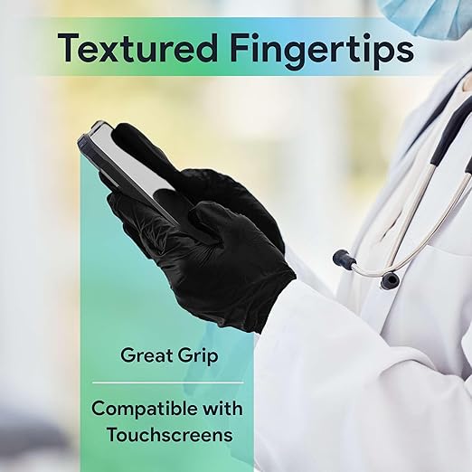 Black Medium Nitrile Gloves Case of 1000 - Medical Grade - Latex-Free, Powder-Free - Disposable Nitrile Gloves - Medical Exam, Lab, and Industrial Use
