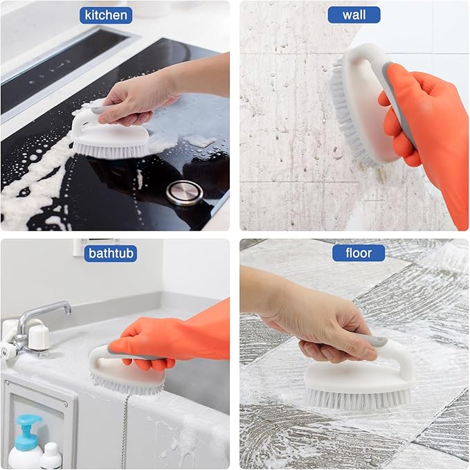 Scrub Brushes for Cleaning Bathtub Scrubber Heavy Duty Scrub Brush with Handle Stiff Bristle Cleaning Brush for Shower, Kitchen, Sink, Bathroom, Floor