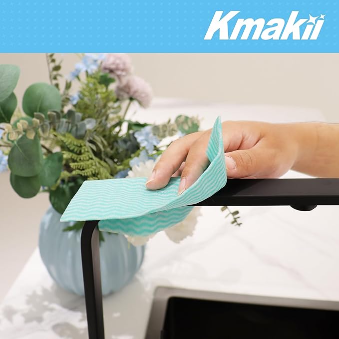 KMAKII Reusable Heavy Duty Cleaning Cloths – Multi-Purpose Dish Towels & Wipes for Kitchen & Home, Super Absorbent, 12 x 12 in (30 x 30 cm), Green, 50 Pack