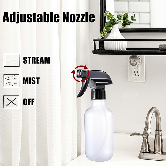 Small Water Spray Bottle for Hair, Frosted Clear Plastic Small Squirt Bottle with Adjustable Mist/Stream, Refillable Empty Mister Spray Bottles for Hair, Plant, Cleaning, Pet, 10.1 oz /300ML
