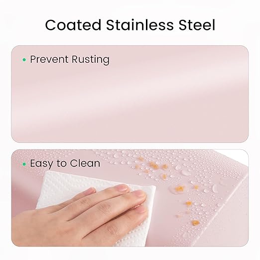 Cesun Pink Bathroom Trash Can 2.1 Gallon Wastebasket, Small Modern Metal Garbage Can Office Waste Basket, Stainless Steel Trash Bin for Bedroom, Home Office, Toilet, rv, Near Desk, Under Sink