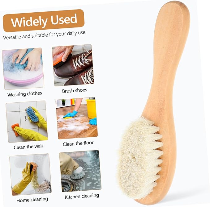 Homoyoyo Natural Boar Bristle Laundry Brush for Delicate Fabrics Soft Brush for Clothes Knitwear and Gentle Cleaning for Stubborn Stains