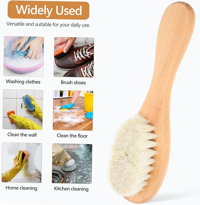 5pcs Laundry Brush for Delicate Fabrics Soft Natural Boar Bristles Scrubbing Brush for Clothes Removal and Knits Reusable and Gentle Tool