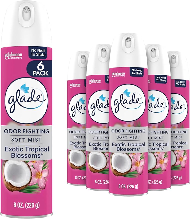 Glade Air Freshener Room Spray, Exotic Tropical Blossoms Scent, Odor Fighting to Deliver Long Lasting Freshness, 8 Oz, 6 Count
