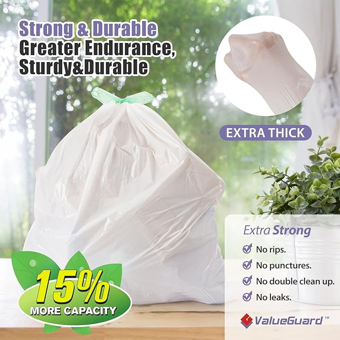 Trash Bags Garbage Bag 13 Gallon Drawstring Tall Waste Bag for Kitchen Office Party 0.8 Mil (110 Count)