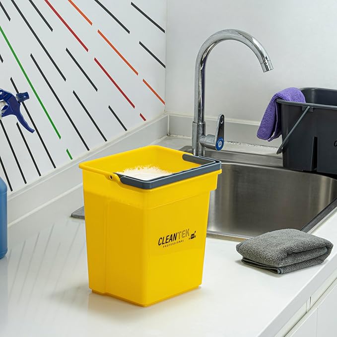 Restaurantware-Clean Tek Professional 4 Quart Cleaning Bucket, 1 Utility Pail with Handle - Heavy-Duty, Portable, Yellow Plastic Washing Pail, Perfect for Household, Outdoor, Car Wash and More