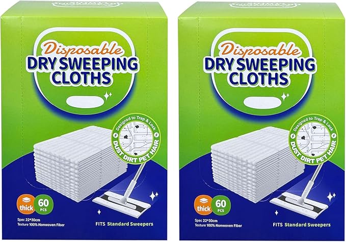 JEBBLAS Disposable Mop Cloth Dry Sweeping Pad for Floor Mop Sweeping Cloths Multi Surface Refills, 120 Pcs/Pack