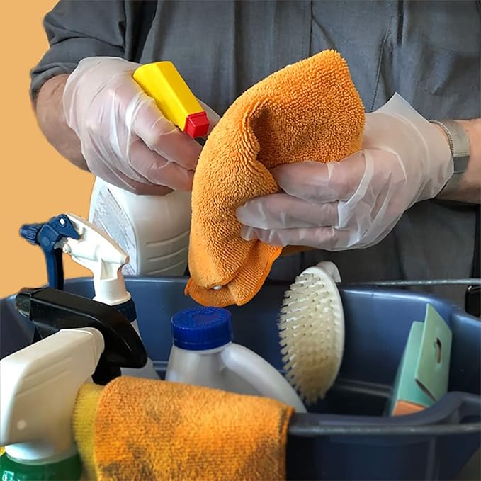 Protospheric Premium Disposable Stretch Cleaning Safety Gloves, Nitrile, Vinyl, Latex and Powder Free