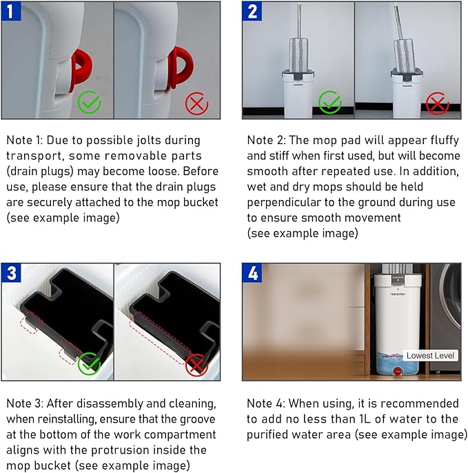 Mop and Bucket Set, Flat Mop and Bucket System with Separate Dirty and Clean Water, 3-Compartment Wall Cleaner Mop, Flat Mops for Floor Cleaning with 6 Microfiber Pads