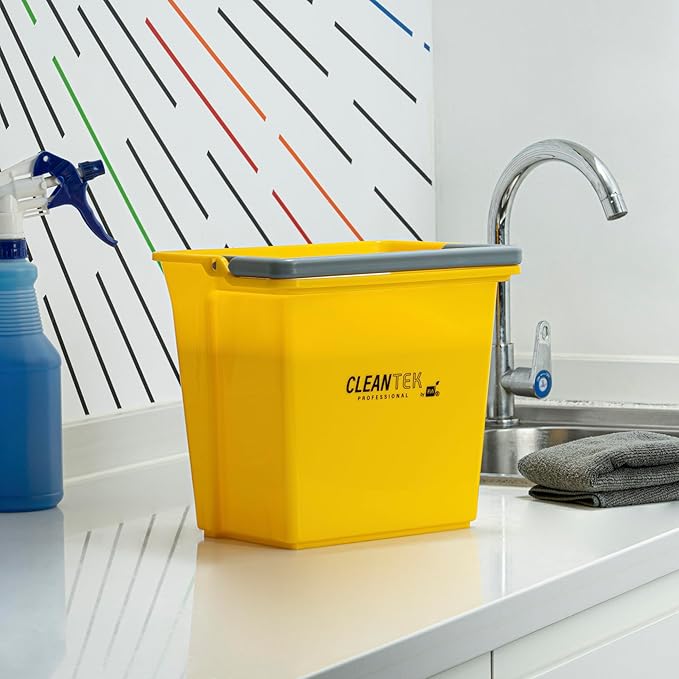 Restaurantware-Clean Tek Professional 6 Quart Cleaning Bucket, 1 Utility Pail with Handle - Heavy-Duty, Portable, Yellow Plastic Washing Pail, Perfect for Household, Outdoor, Car Wash and More
