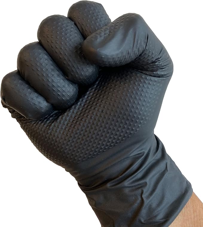 DENCO DISTRIBUTING, INC. GripTensity Diamond Nitrile Gloves - Black 7 MIL - Latex & Powder Free - 10 Boxes