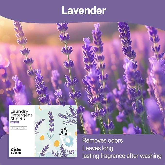 Laundry Detergent Sheets, Lavender Scent - 100 Loads |Effective & Eco-Conscious Cleaning| Pre-Measured, Liquidless for Deep Clean | Hypoallergenic, Washing Soda Travel Laundry Soap Strips
