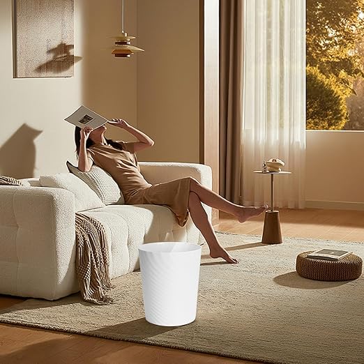 Small Trash Can - Plastic Waste basketbin for Office,Home,Bathroom,Kitchen - 1.8 Gallon - White