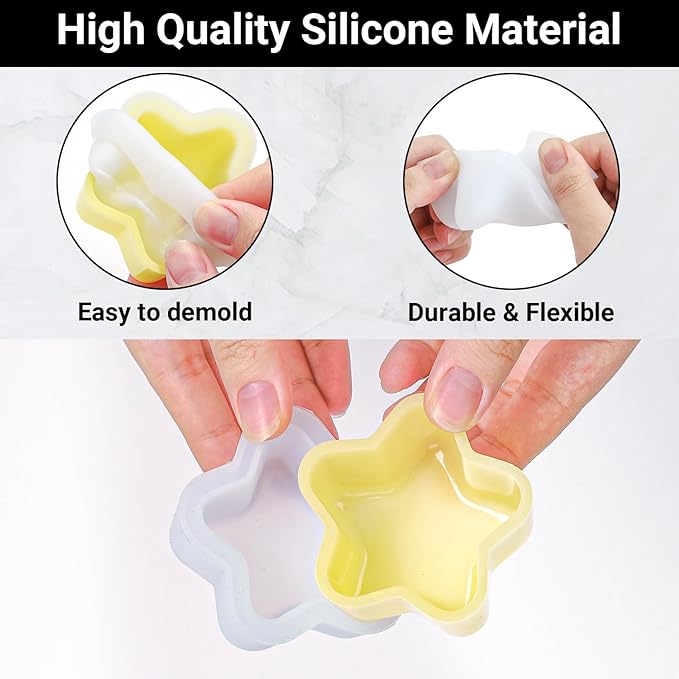 Gartful 3 Pieces Dish Resin Molds, Silicone Jewelry Tray Molds, Storage Container Epoxy Resin Casting Molds for Jewelry Ring Holders, Soap Dish, Candle Holder, 3 Styles(Conch & Star & Shell)