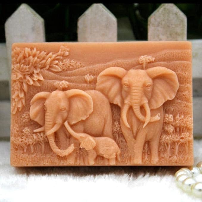 Elephant Family Silicone Soap Molds Animal Bar Soap Making Molds Square Soap Mould for Baby Shower