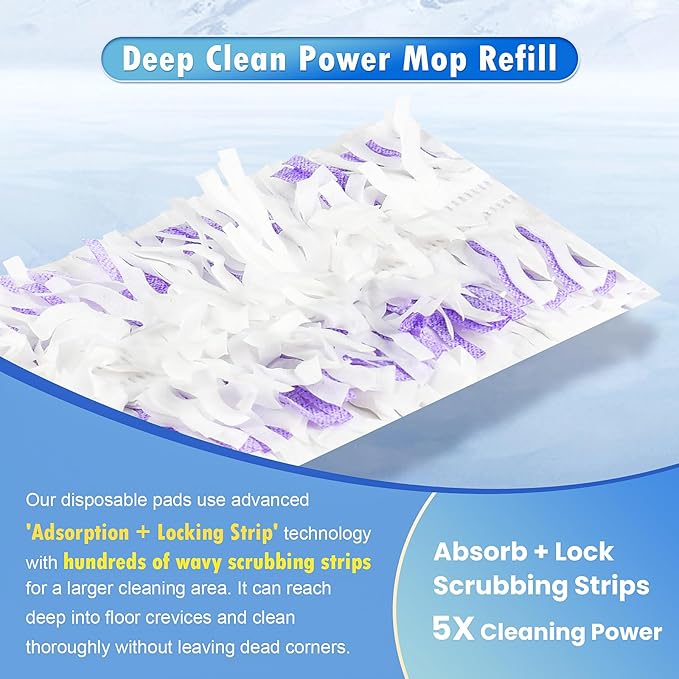 Cleaning Pads Compatible with Swiffer Power MOP Refills | 50 Pack 20% Thicker Pads | Pet Hair & Grease Deep Cleaner