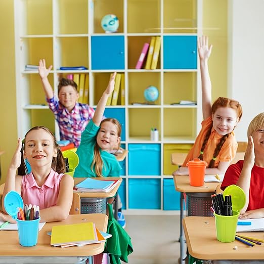 Goaste 20 Pack Mini Desk Trash Can, 10 OZ Small Plastic Garbage Bin with Lid, Tabletop Round Waste Basket, Cute Pen Pencil Holder Organizer for Home, Office, School, Vanity, Car (Assorted Colors)