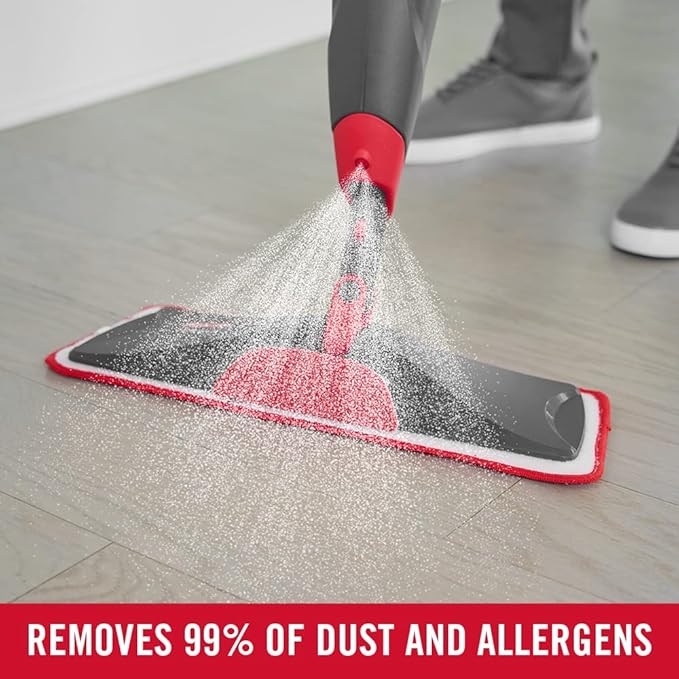 Rubbermaid Reveal Spray Mop Floor Cleaning Kit, 3 Reusable Microfiber Wet Pads, 1 Refillable Bottle, Cordless, Multi-Surface Mopping for All Home/Bathroom/Office Floors
