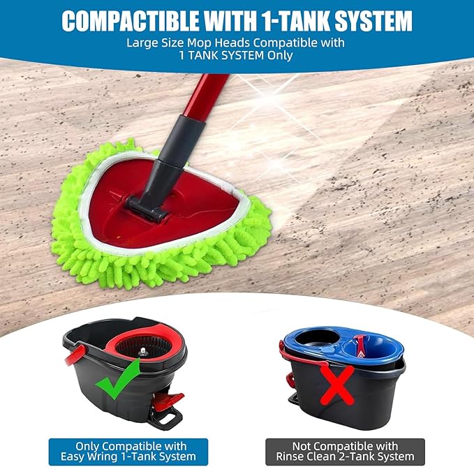 YWSHF Spin Mop Heads Replacements for Ocedar Easywring 1 Tank System 2 Pack Microfiber Mop Pad Spin Mop Refill for O Cedar Mop Head Replacement