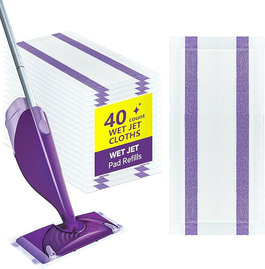 40 Count Wetjet Pads Refills for Swiffer Wet Jet，Disposable Wet Jet Mopping Pads，All Purpose Multi Surface Spray Mop Pads Refills for Hardwood Floor Cleaning，Thickness&Absorbent
