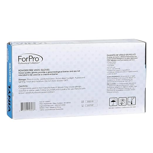 ForPro Disposable Vinyl Gloves, Clear, Industrial Grade, Powder-Free, Latex-Free, Non-Sterile, Food Safe, 2.75 Mil. Palm, 3.9 Mil. Fingers, Large, 100-Count (Pack of 10)