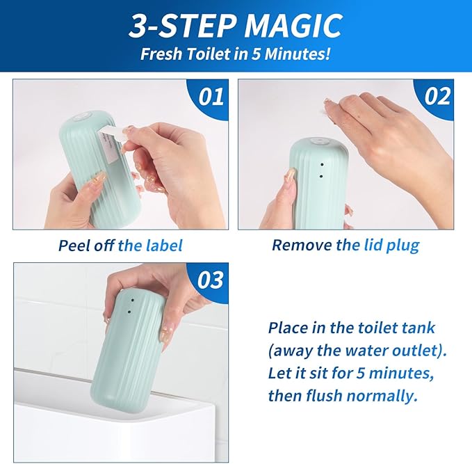 3Pcs WTWD Automatic Toilet Cleaner - Prevents Hard Water Stains, Reduce Scrubbing, Toilet Tank Cleaner, Automatic Toilet Bowl Cleaner, Magic Bottle Design for Stain-Free Hands, Septic Safe