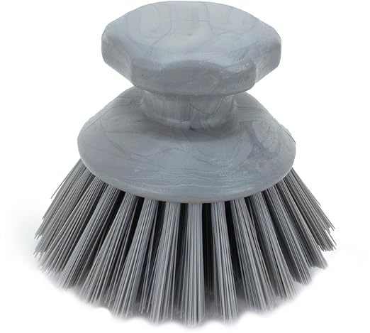 SPARTA 42395EC23 Plastic Scrubber Brush, Round Brush, Dish Scrub Brush With Color Coded For Cleaning, Kitchen, Bathroom, Bathtub, Dishes, Sink, 5 X 5 X 4 Inches, Gray