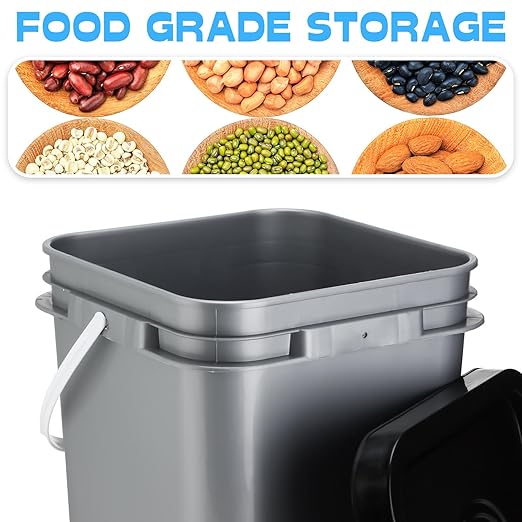 Vesici 6 Pcs 5 Gallon Food Grade Square Buckets with Lids 5 Gal Plastic Food Storage Square Bucket Heavy Duty Industrial Pail Container with DIY Label Stickers Handles for Water Painting(Colorful)