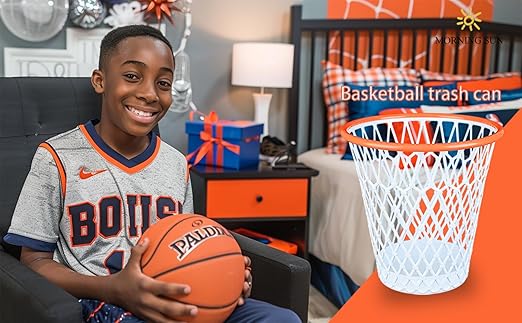 3 PCS Trash Can,Basketball Wastebaskets, Basketball gift,4.5 Gallon,Size11"x11"x12"Basketball Hoop,Basketball Holder display,Garbage Can,Basketball-Themed Gift Waste Basket for Office,Bedroom,Bar,Gym.