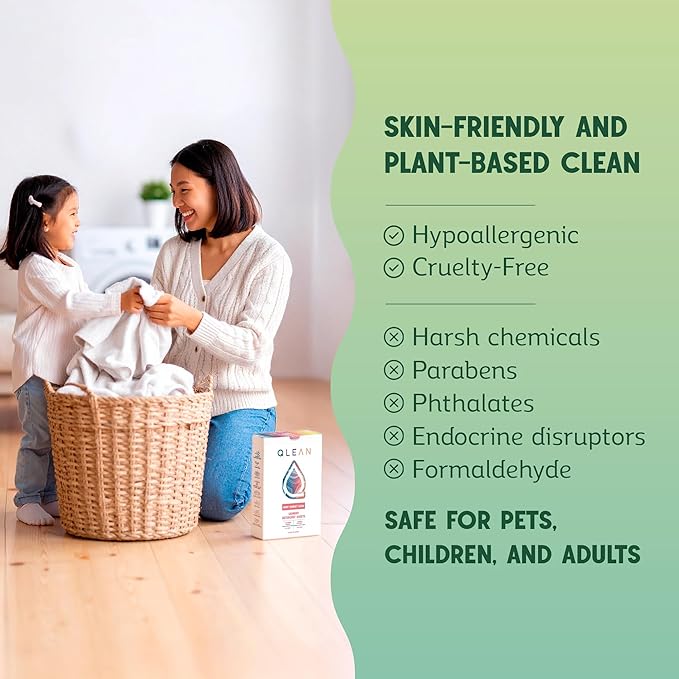 QLEAN Laundry Detergent Sheets (Travel Size 40 Loads) – Travel Laundry Detergent Sheets, Eco-Friendly Laundry Soap, HE & Standard Washer Safe, Stain Remover, Skin-Friendly - Ruby Sunset Bliss