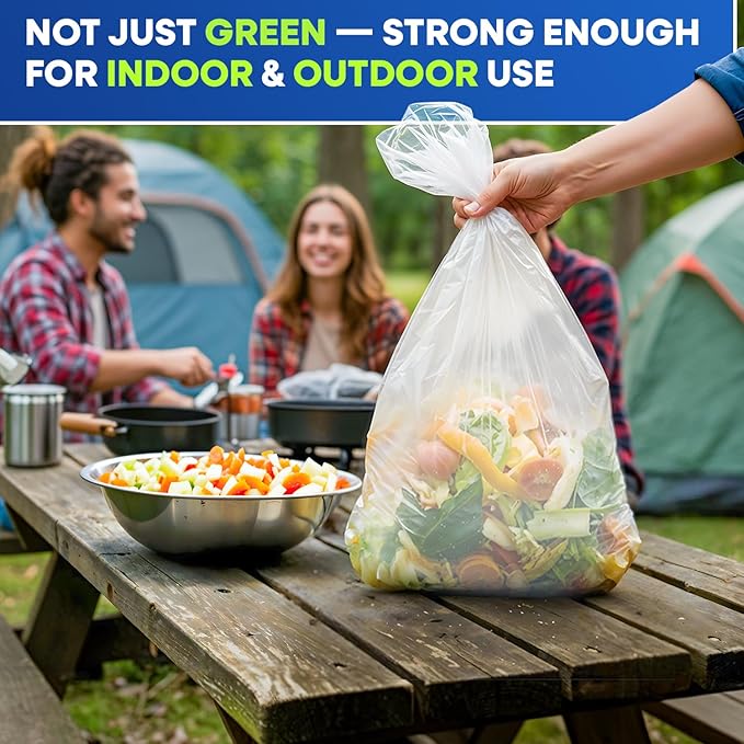 5-Gallon Compostable Trash Bags Biodegradable Trash Bags, 19.5" x 23" 0.7 Mil Can Liners 12 Rolls of 25/Roll, 300/Case