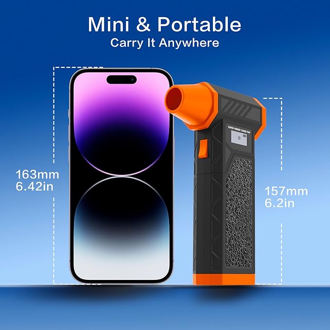 Electric Air Duster-Compressed Air Duster with 2 Removable Battery 160000RPM, 4-Gear Adjustable Cordless Mini Blower, Reverse Charging & Rechargeable Dust Blower for PC Keyboard Car Outdoor or House