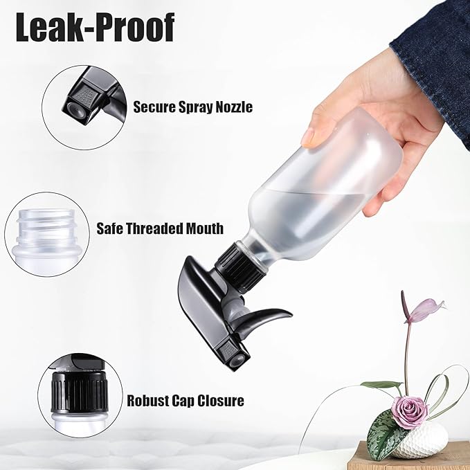 Small Water Spray Bottle for Hair, Frosted Clear Plastic Small Squirt Bottle with Adjustable Mist/Stream, Refillable Empty Mister Spray Bottles for Hair, Plant, Cleaning, Pet, 10.1 oz /300ML