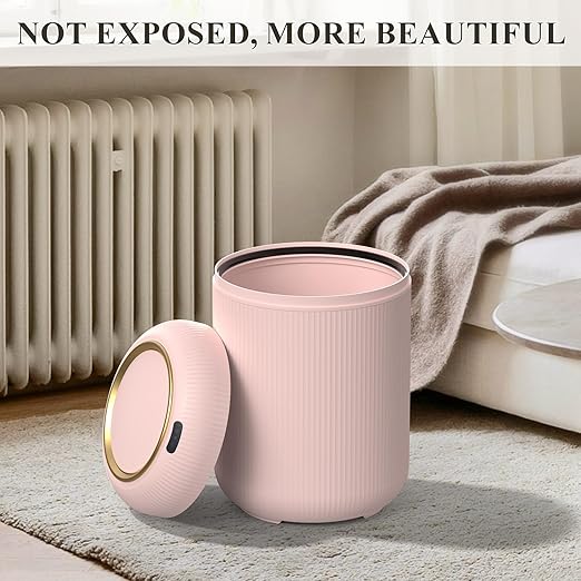 Smart Bathroom Trash Can with Lid，3 Gallon Bathroom Garbage Can Automatic Touchless，Motion Sensor Trashcan, Baby Diaper Trash Bin, Mini Pink Waste Basket for Bedroom, Kitchen, Restroom, Office