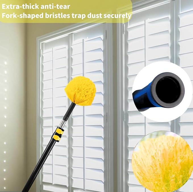 3 Pack Screw on Webster Cobweb Duster Head for Pole,Spider Web Remover Brush, Cobweb Duster Head Attachment,Fits Standard 3/4 inch Threaded Poles (3, Yellow)