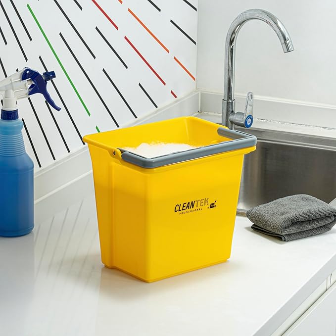 Restaurantware-Clean Tek Professional 6 Quart Cleaning Bucket, 1 Utility Pail with Handle - Heavy-Duty, Portable, Yellow Plastic Washing Pail, Perfect for Household, Outdoor, Car Wash and More