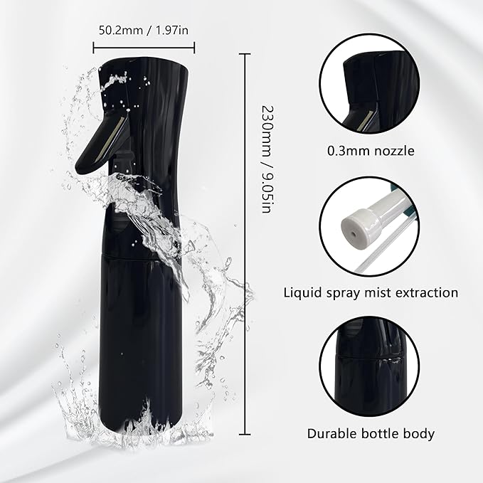 Spray Bottle for Hair Continuous Ultra Fine Mist (300ml) 360° Multi Spray Bottle for Plants, Cleaning, Skin Care Leakproof & Durable 2 Pack